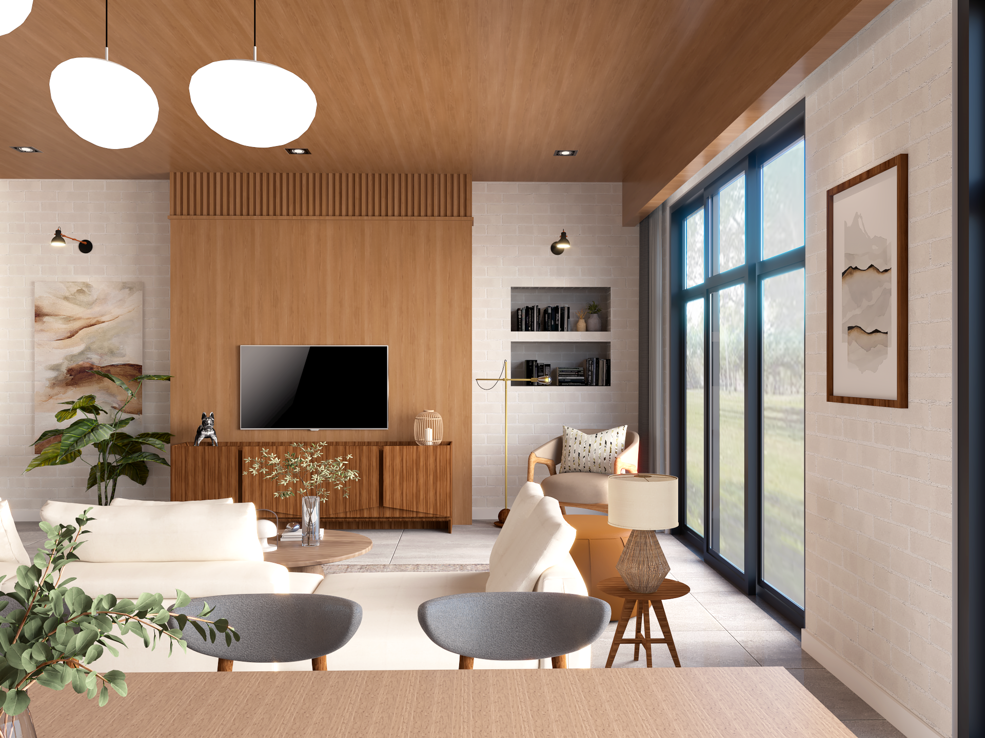 Mid Century Modern interior design by Poppyhaus Studio, inspired by nature's palette.